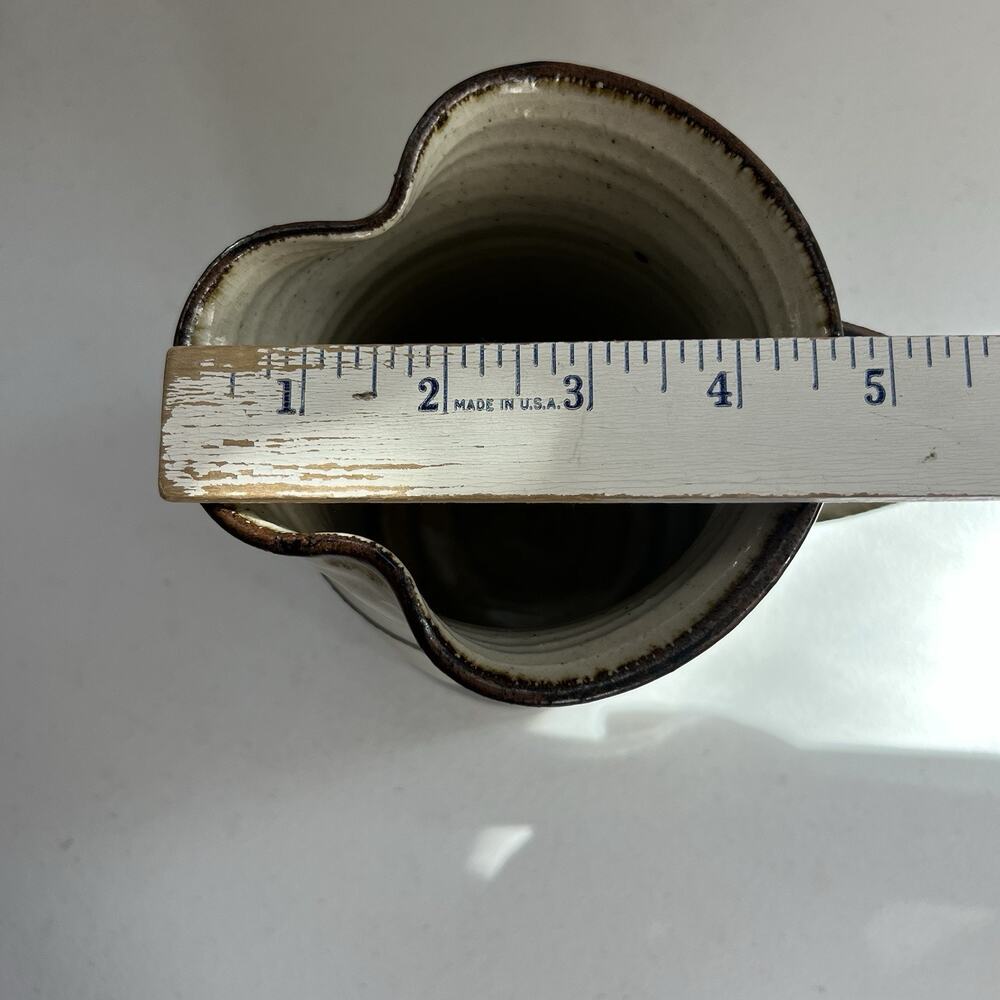 Studio Art Pottery Pitcher Vase Hand Thrown Glazed Brown Shades Stoneware Glossy - Picture 5 of 12